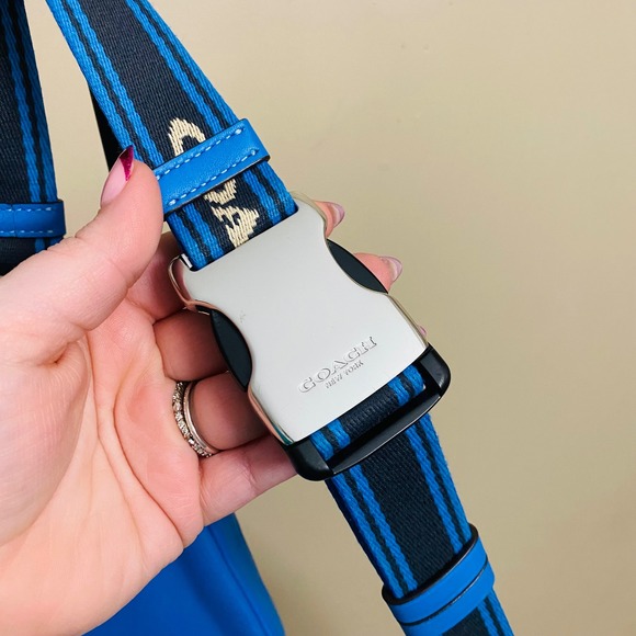 Coach CJ505 Elias Blue & Tan Belt Bag In Colorblock Signature Canvas - Picture 7 of 10